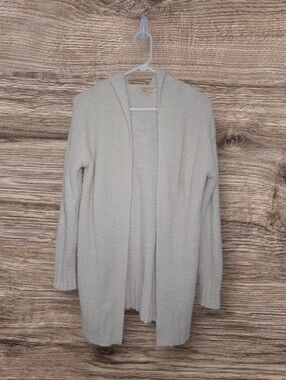 Womenn's Hazel Moon Cream Color Soft Hooded Cardigan Sweater Sz Medium